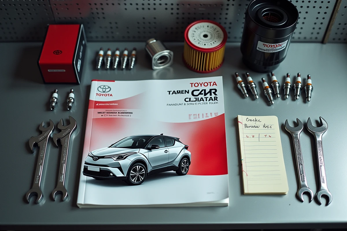Pièces de rechange et manuel d'entretien pour révision Toyota CHR sur établi d'atelier