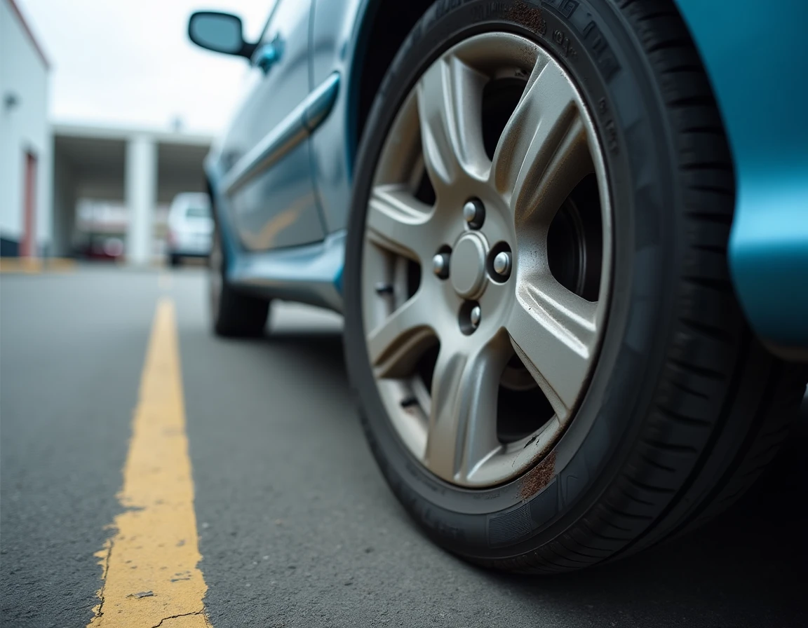 Usure irrégulière du pneu arrière d'une Peugeot 206 due à un mauvais réglage de la géométrie